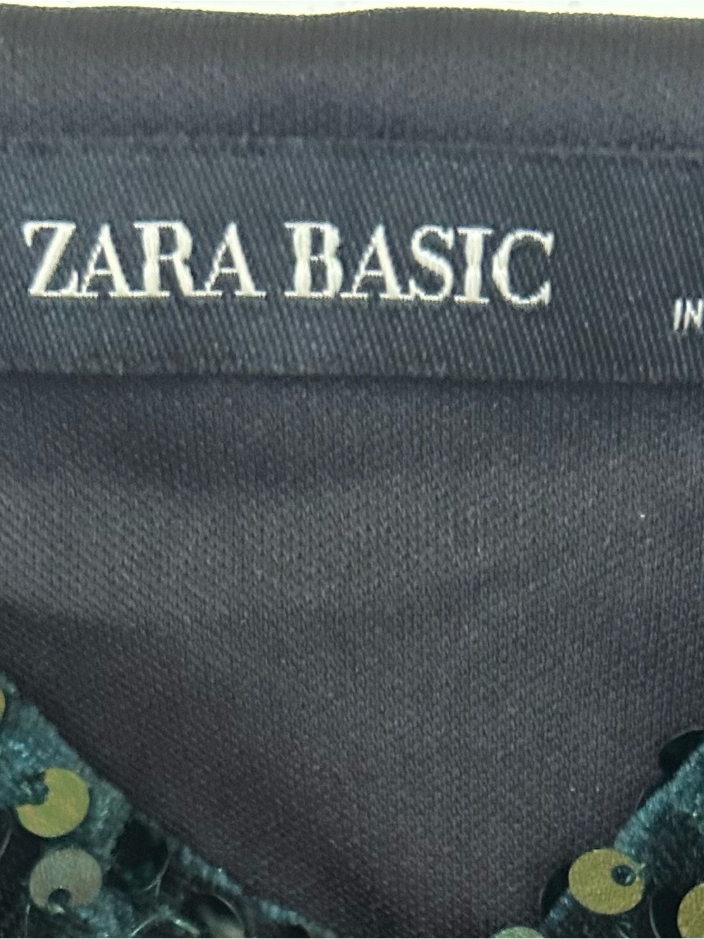 Zara Green Sequin Dress With Adjustable Spaghetti Straps and Ruched bodice, Sz M - Picture 4 of 5